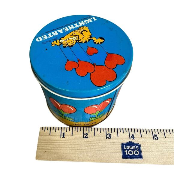 Garfield Lighthearted Tin 1978 United Feature Can Jim Davis Hearts CHIENCO USA - Picture 6 of 6